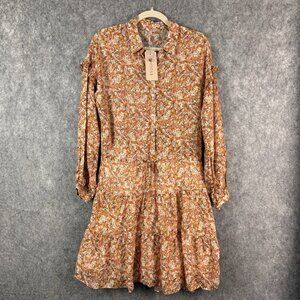 Esqualo Women's Floral Midi Dress US 4 EU 34‎ Ruffle Hem Boho Cottagecore NWT